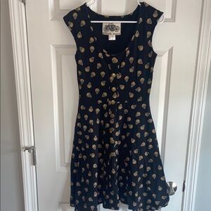 Effie's Heart Gold and Black V-neck Fit and Flare Dress